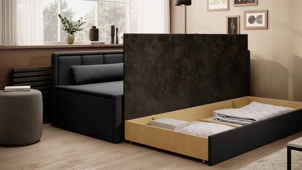 Canapea extensibila brat dreapta 3 locuri, ELTAP, Fulgeo, 214x82x77 cm, lemn/catifea din poliester, gri inchis