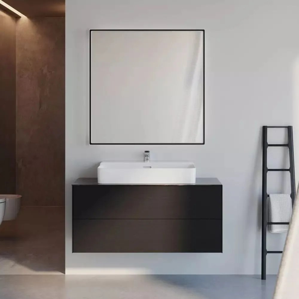 Blat ceramic pentru lavoar Ideal Standard Atelier Conca 120 cm finisaj negru marmura