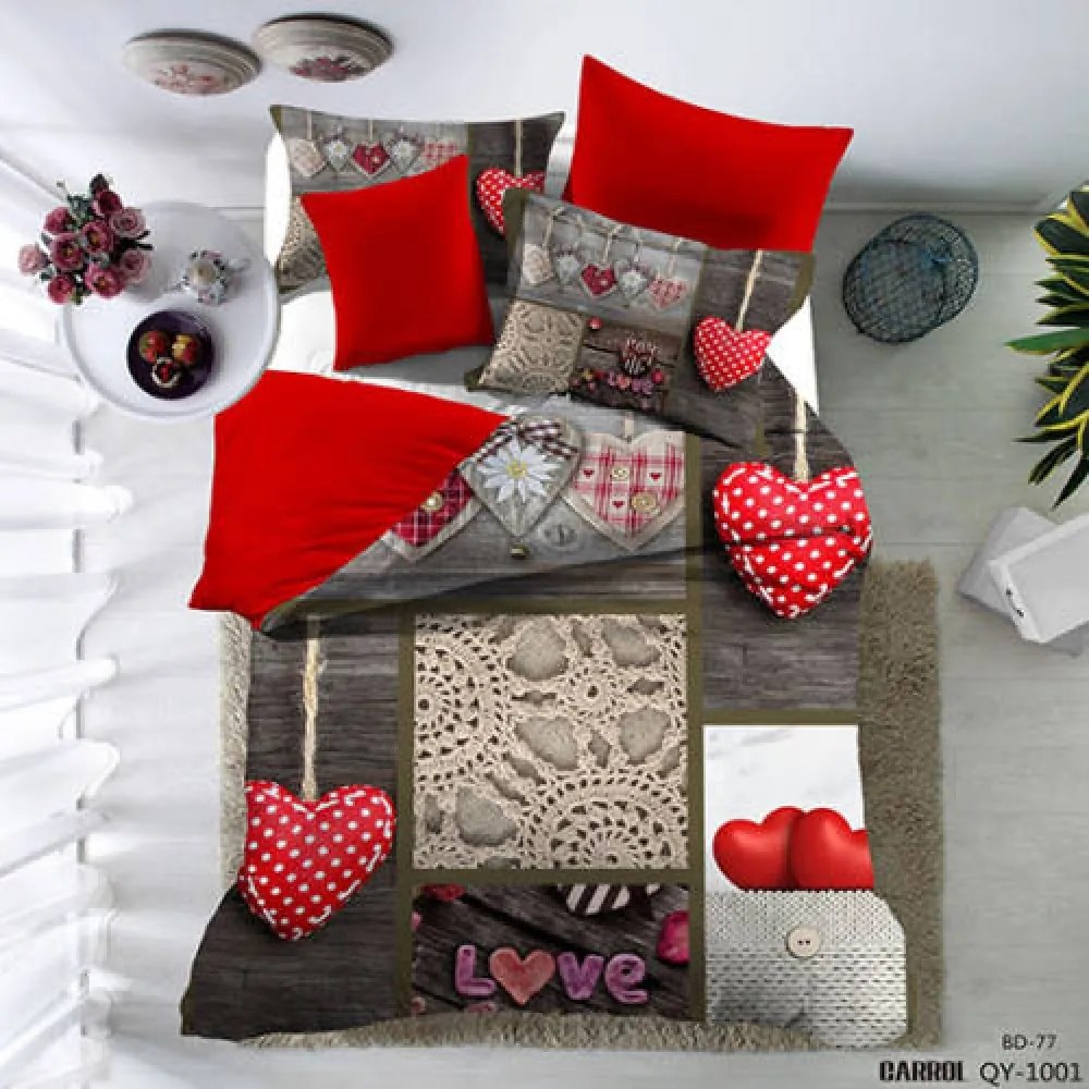 Lenjerie pat dublu  4 piese  Bumbac 100% Poplin