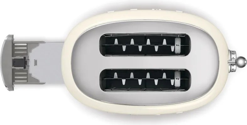 Prajitor de paine SMEG 50's Style TSF01CREU, 950 W, 2 felii, 6 trepte, Tava pentru firimituri, Cablu integrat, Otel inoxidabil, Crem