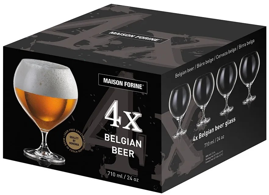 Set 4 pahare bere cu picior 710ml, Belgian