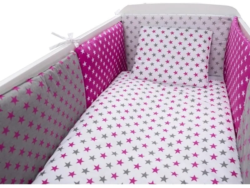 MyKids - Lenjerie Colorful Stars, 9 piese 120x60 cm, Pink