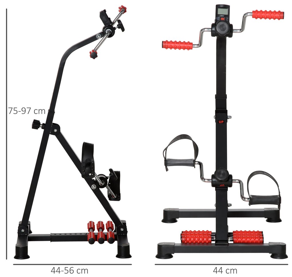 HOMCOM Bicicleta de antrenament portabila reglabila pe inaltime cu afisaj LCD si role pentru masaj la picioare pentru varstnici, Batrani | AOSOM RO