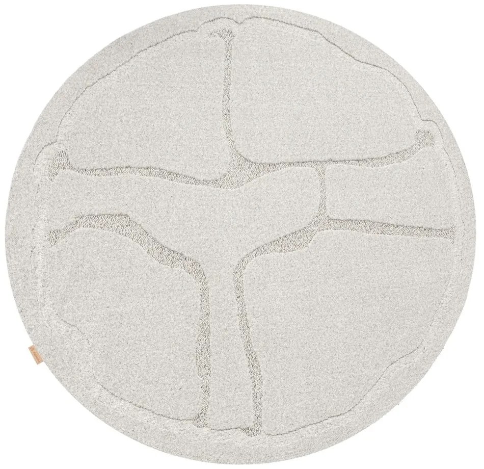 Covor gri deschis rotund din lână ø 133 cm Morphic Organica – Agnella