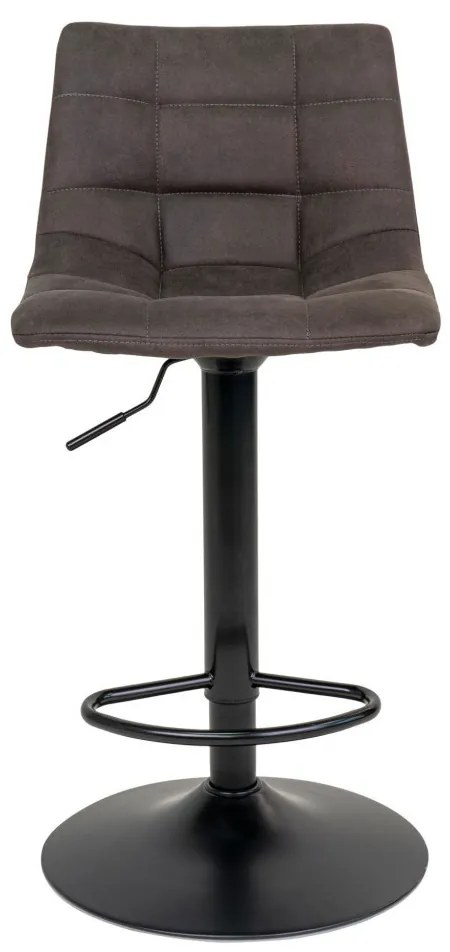 Taburet de bar Middelfart, microfibră, gri închis, picioare negre