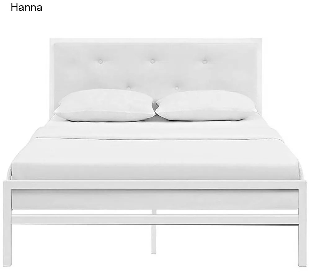 Cadru pat metalic Hanna cu grilaj cadou-160x200 cm-alb