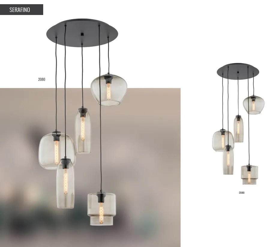 Lustra cu 5 Pendule sticla design decorativ SERAFINO