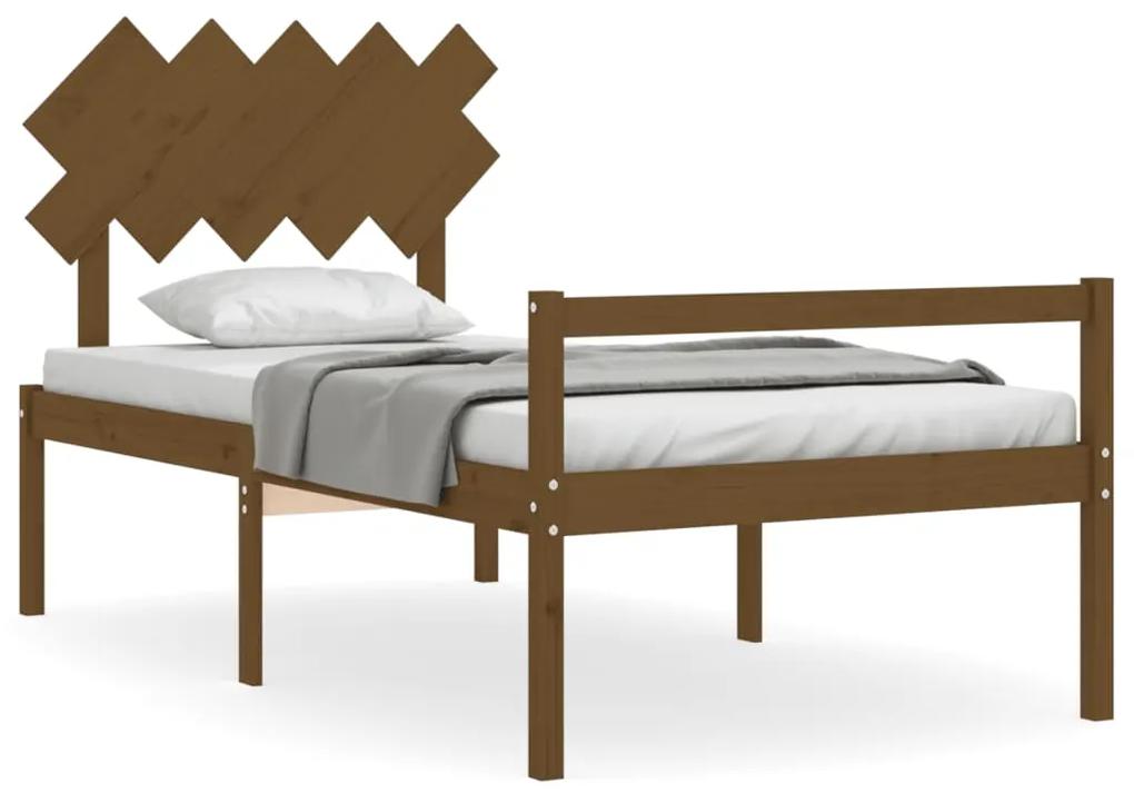3195539 vidaXL Cadru de pat senior cu tăblie, 100x200 cm maro miere lemn masiv