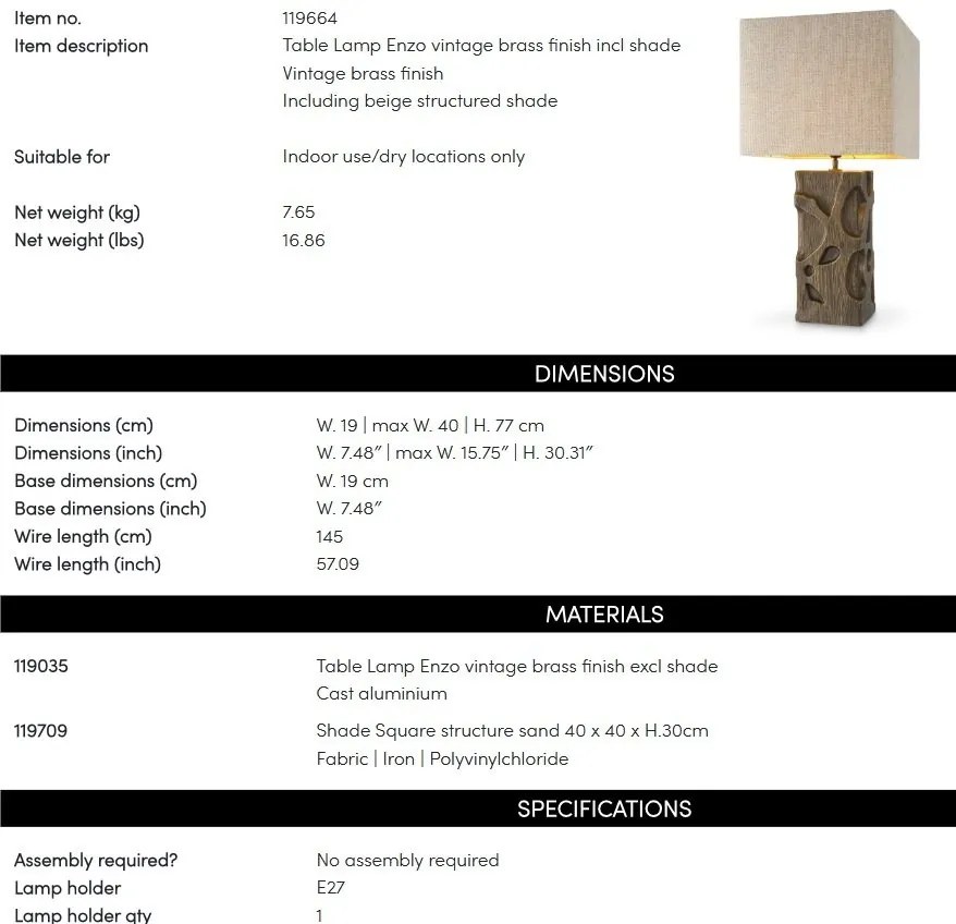 Veioza, Lampa de masa design LUX, Aluminiu, Tesatura, Enzo