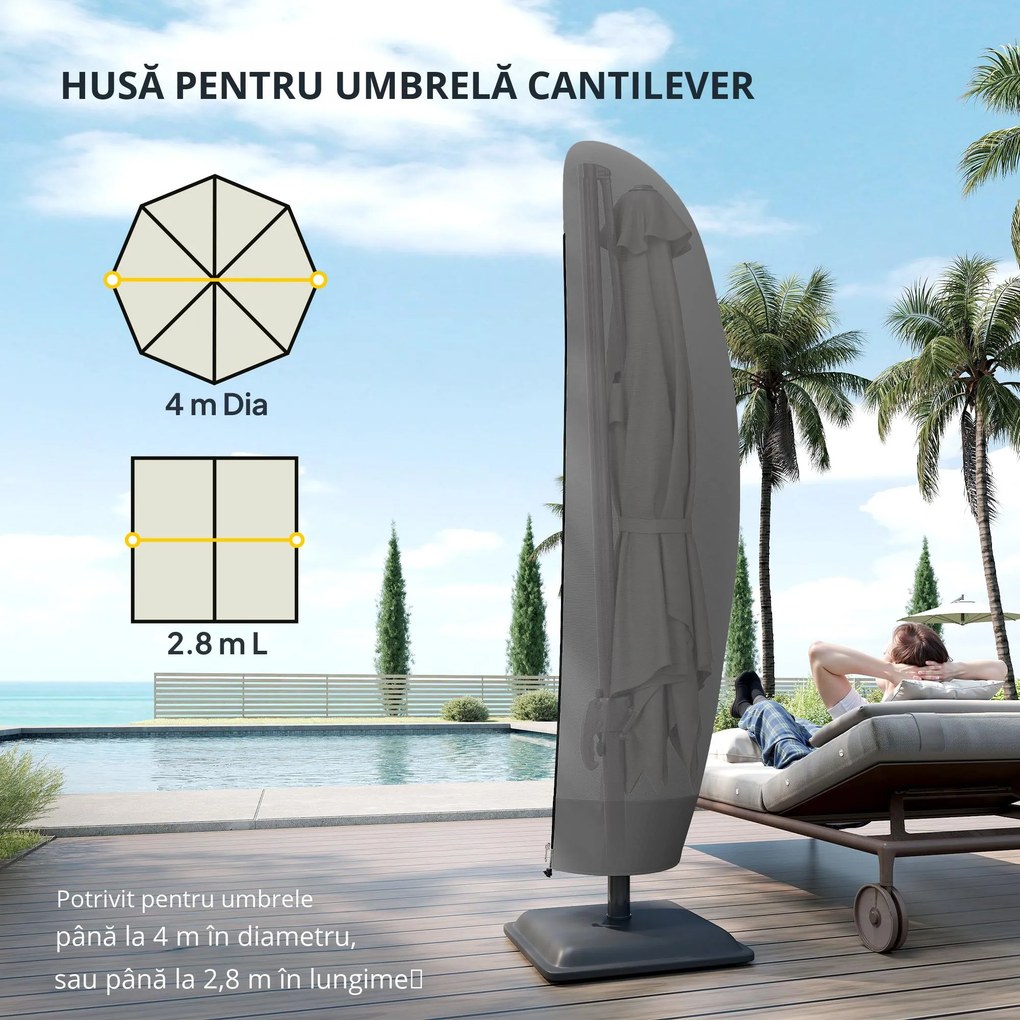Outsunny Husă pentru Umbrelă 3x3 m Impermeabilă, Protecție cu Fermoar și Șnur, Negru | Aosom Romania