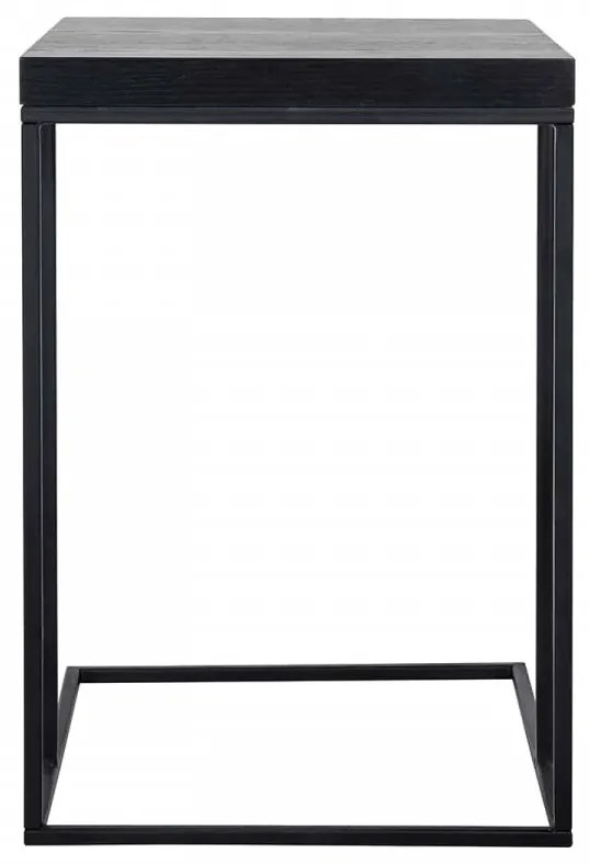Masuta de cafea dreptunghiulara din stejar si metal Oakura 65x55x45 cm neagra
