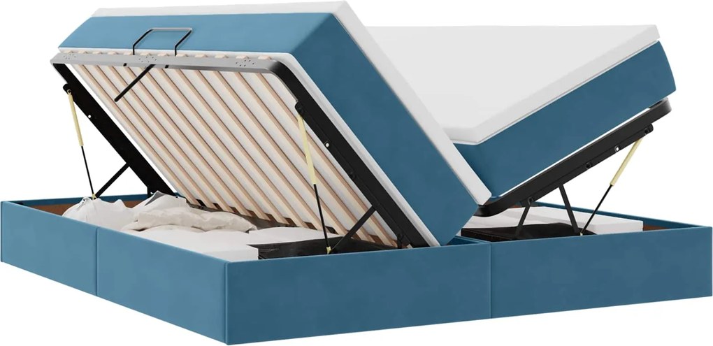 vidaXL Pat cu saltea și spațiu de depozitare 200 x 200 cm Catifea