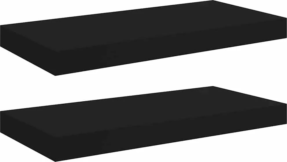 vidaXL Rafturi de perete suspendate, 2 buc., negru, 50x23x3,8 cm, MDF