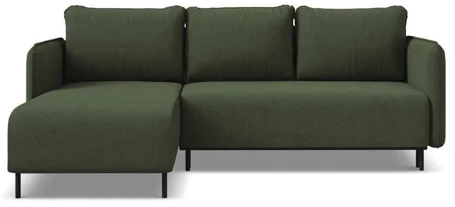 Colțar verde extensibil/cu spațiu de depozitare (cu colț pe partea stângă) Luana – Makamii