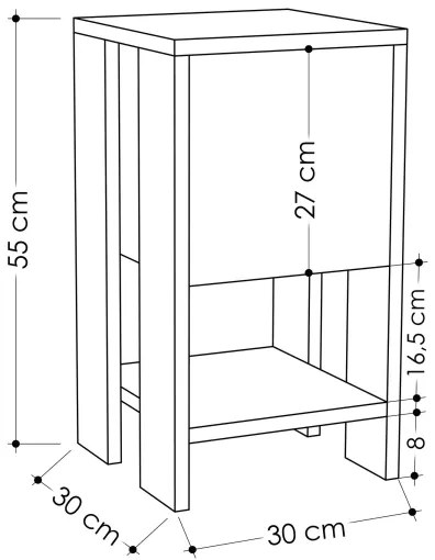 Noptieră EMA 55x30 cm albă/bej