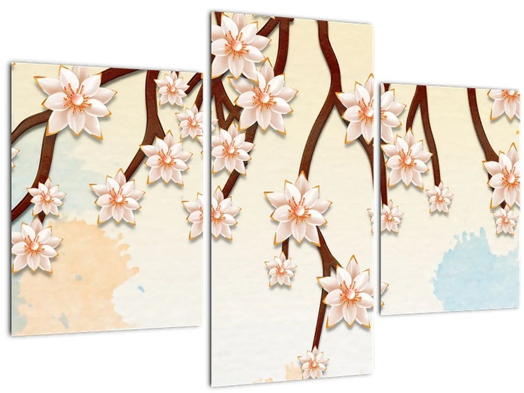 Tablou - Flori colorate pe ramuri (90x60 cm)