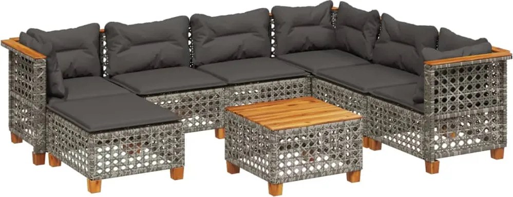 vidaXL Set canapele de grădină cu perne, 8 piese, gri, poliratan