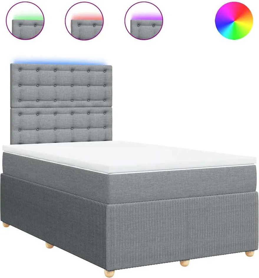 vidaXL Pat box spring cu saltea, gri deschis, 120x190 cm, textil
