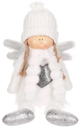 Decorațiuni de Crăciun Înger cu inimă, înălțime 41cm, alb