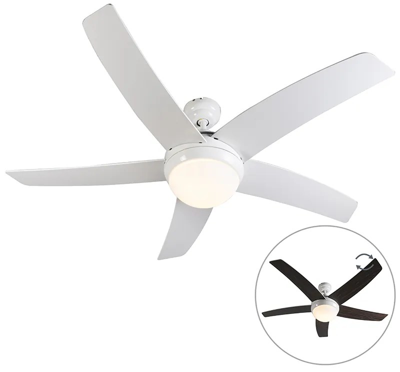 Ventilator de tavan alb cu imprimeu lemn 132cm cu telecomandă - Cool