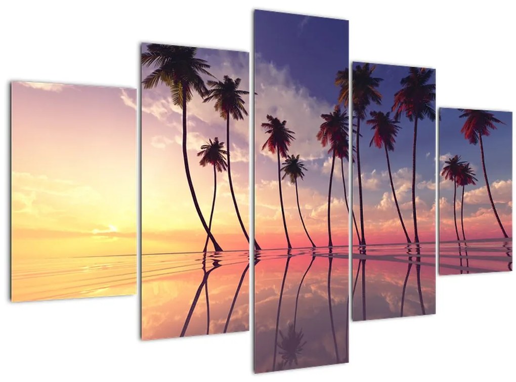 Tablou cu palmieri deasupra mării (150x105 cm)