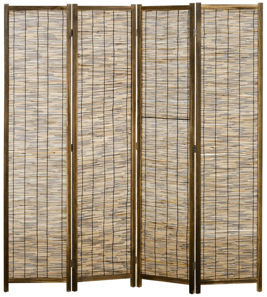 HOMCOM Paravent din lemn separator de cameră perete de separare pliabil cu 4 panouri 160 x 170 cm - natural | Aosom Romania