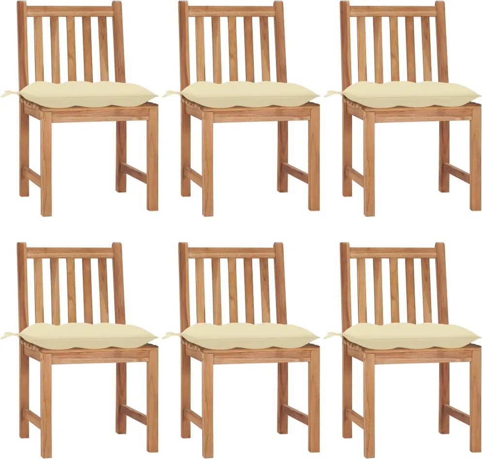 vidaXL Scaune de grădină cu perne, 6 buc, lemn masiv de tec