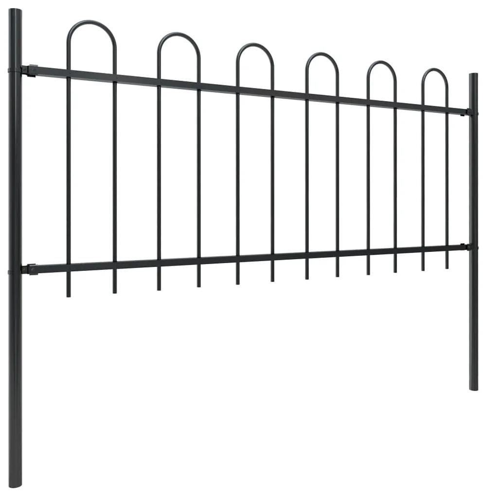 Gard de gradina cu varf curbat, negru, 13,6 x 0,8 m, otel 1, 0.8 m, 13.6 m