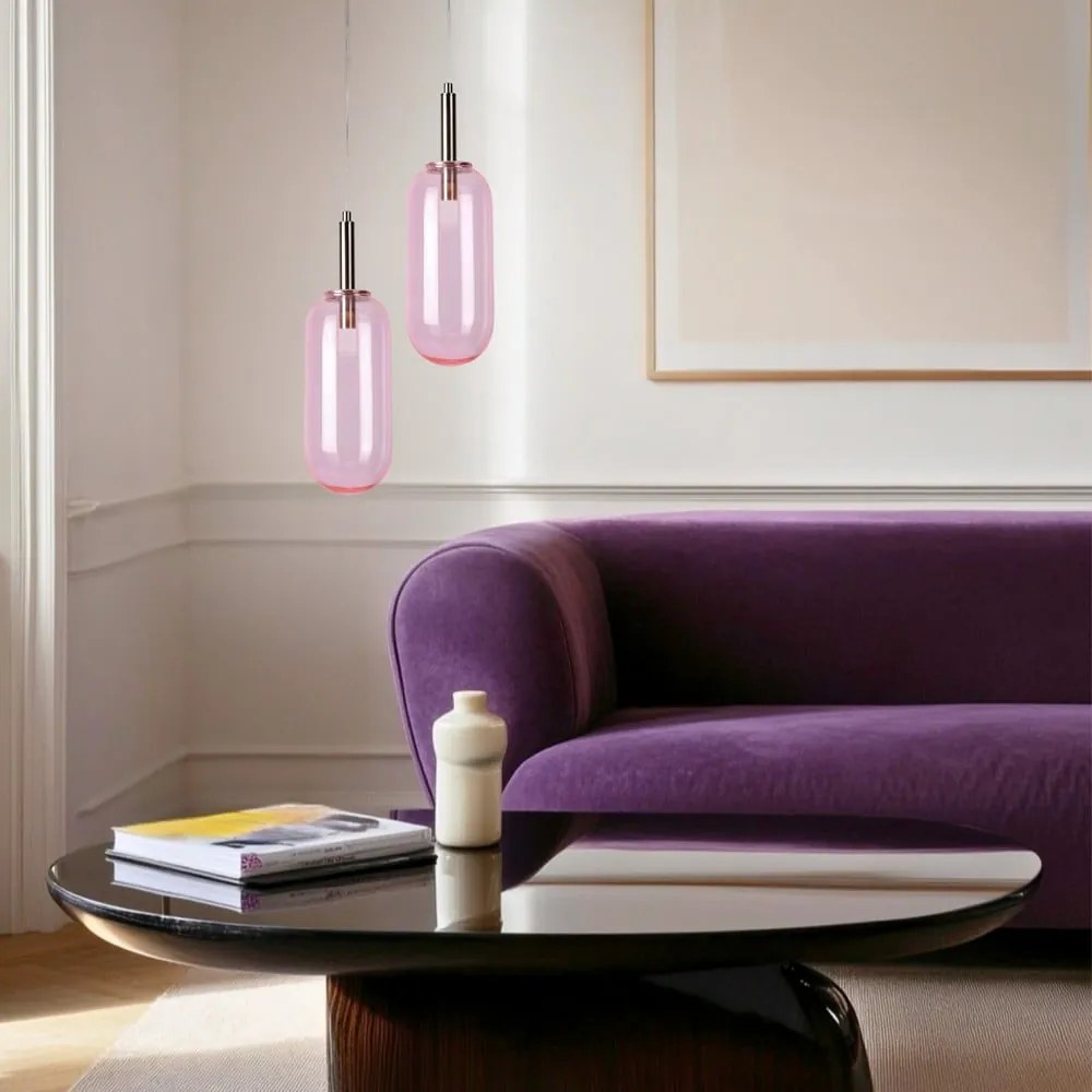 Lustră mov LED cu abajur din sticlă ø 13 cm Fiuggi – Candellux Lighting
