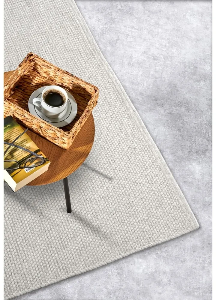 Covor crem țesut manual din amestesc de lână 160x230 cm Pradesh Natural White – Elle Decoration