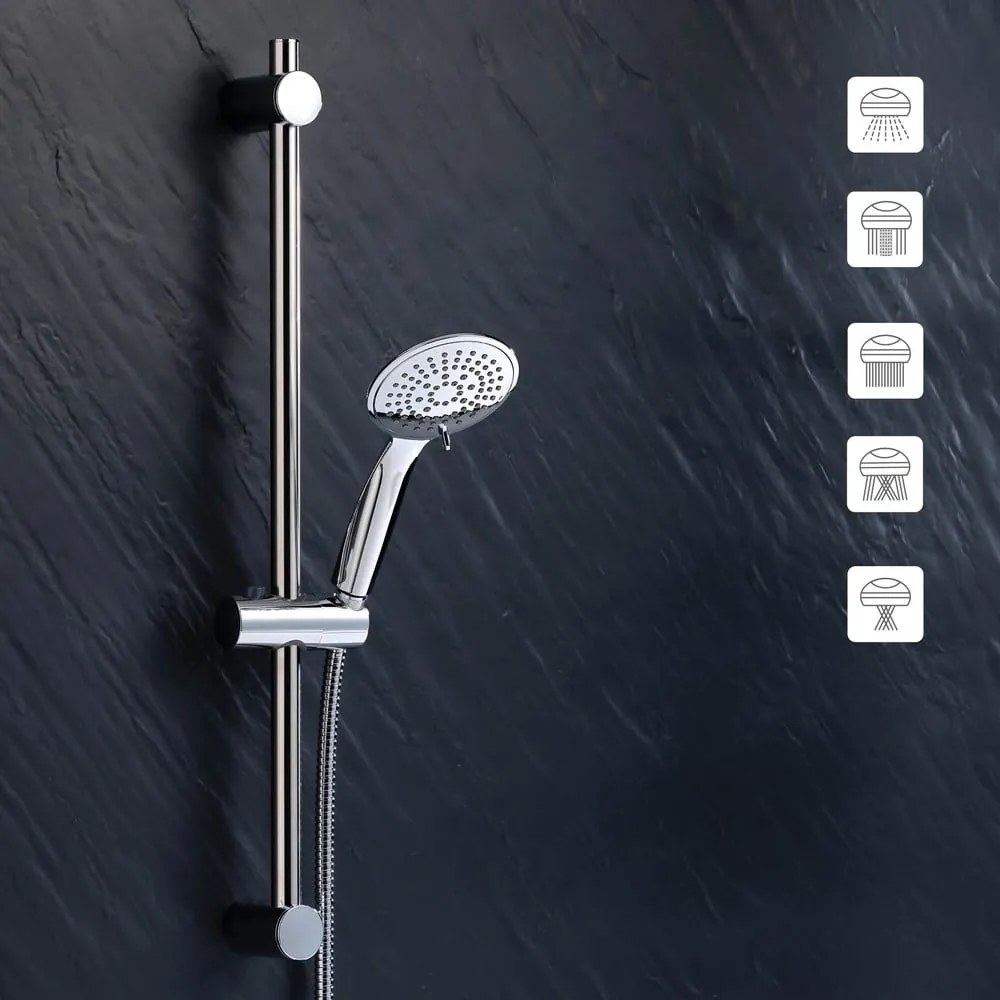 Set de duș argintiu mat din plastic 70 cm cu duș de mână Hydro – douceur d'intérieur