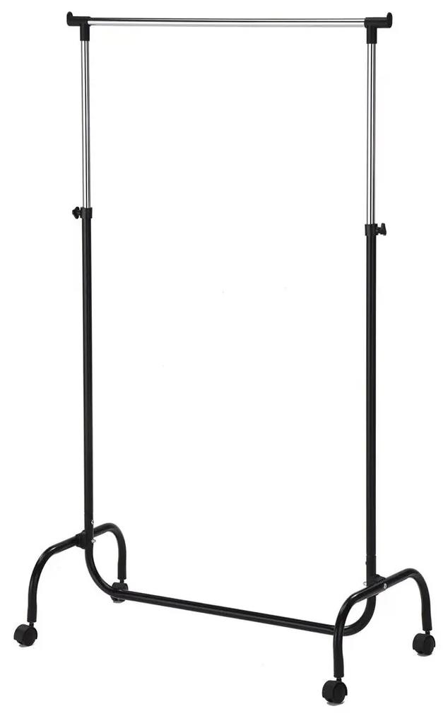 Suport metalic mobil pentru imbracaminte cu inaltime reglabila, Negru 82.5x43x170 cm