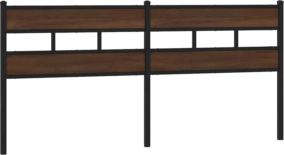 vidaXL Tăblie de pat de schimb, stejar maro, 200 cm, lemn prelucrat și oțel