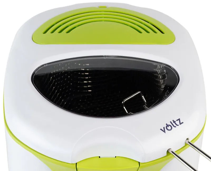 Friteuza Voltz V51980A, 1300W, 2 L, Acoperire antiaderenta, Termostat, Alb/Verde