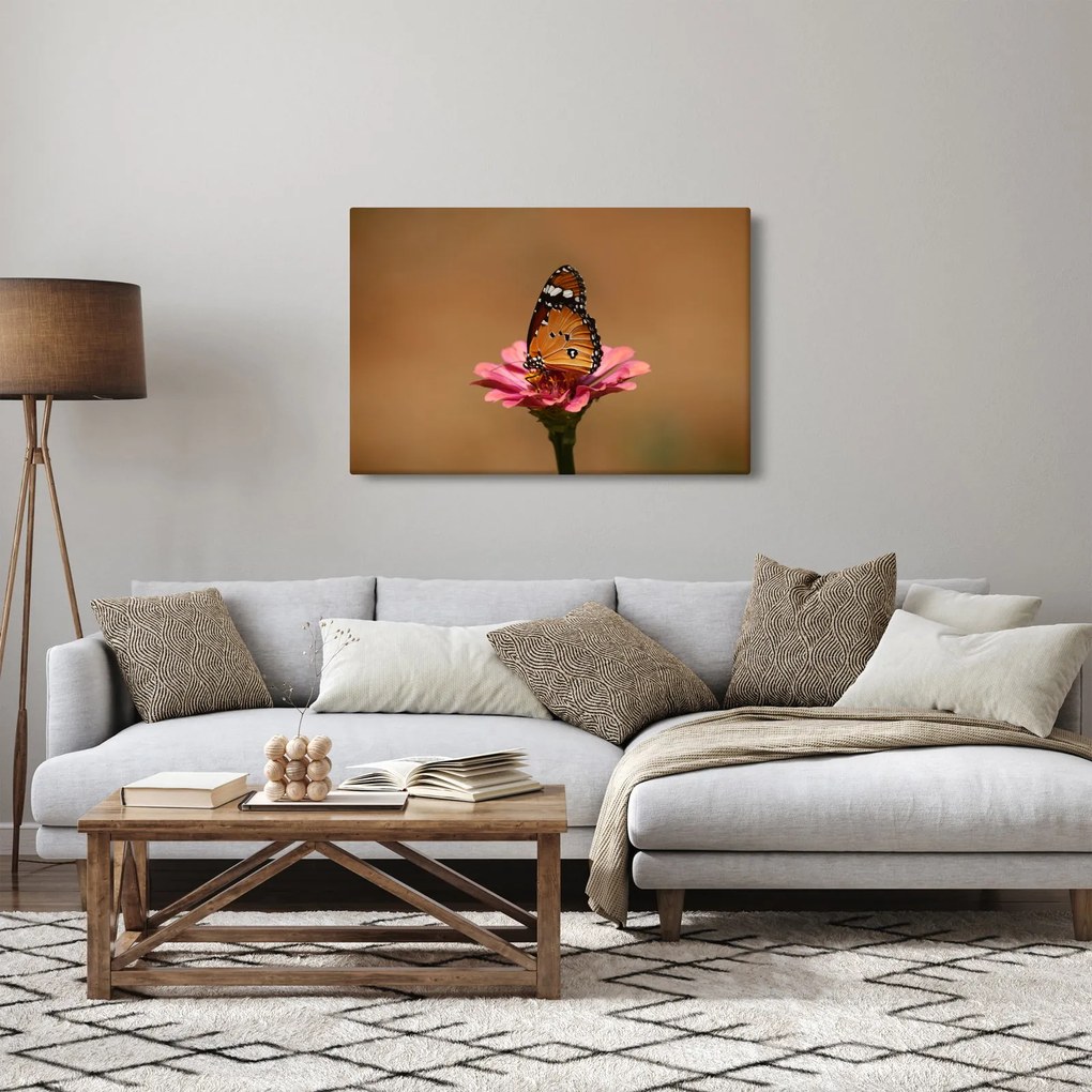 Tablou cu fluture pe floare (90x60 cm)