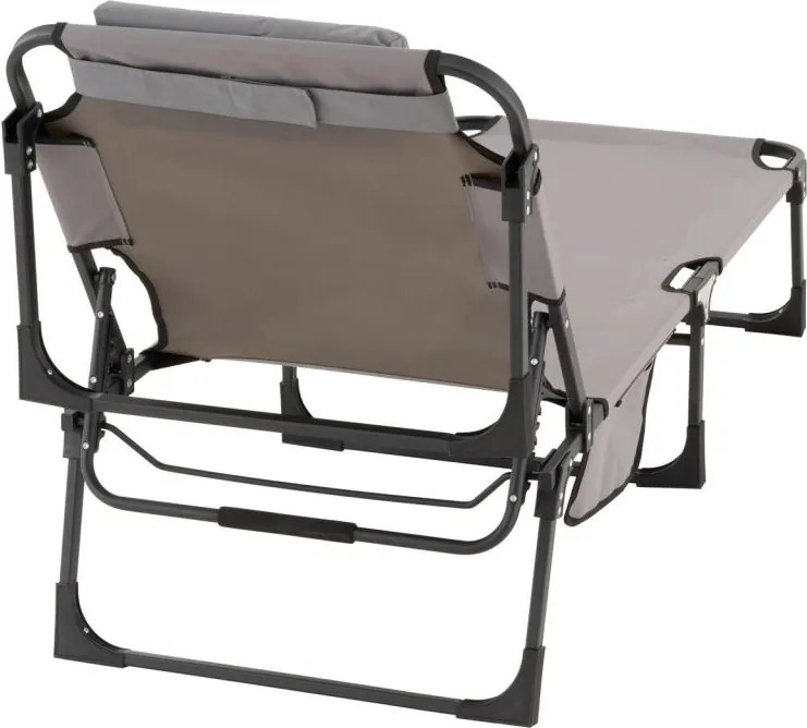 Șezlong pliabil, gri, poliester, 182 x 60 x 30 cm