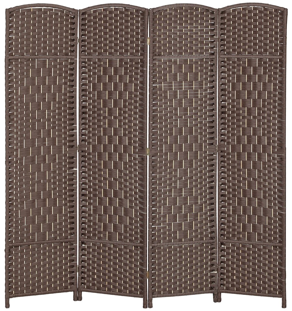 HOMCOM Paravent interior din lemn 4 panouri separator de cameră pliabil pentru sufragerie dormitor 180 x 180 cm maro | Aosom Romania