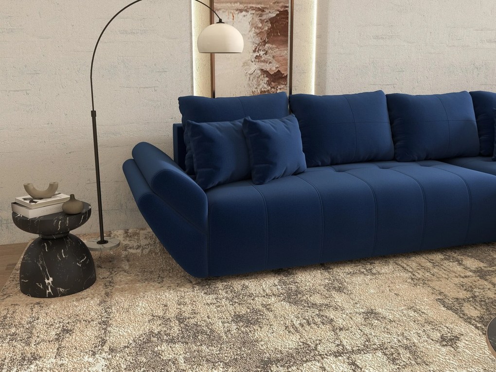Colțar extensibil dumonde cu ladă de depozitare si sezut confortabil din spuma high-density, Berlin XL Royal Albastru 350x185 cm II
