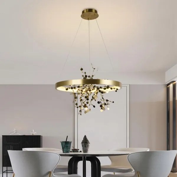 Lustră LED dimabilă pe cablu LED/40W/230V 3000-6500K auriu + telecomandă