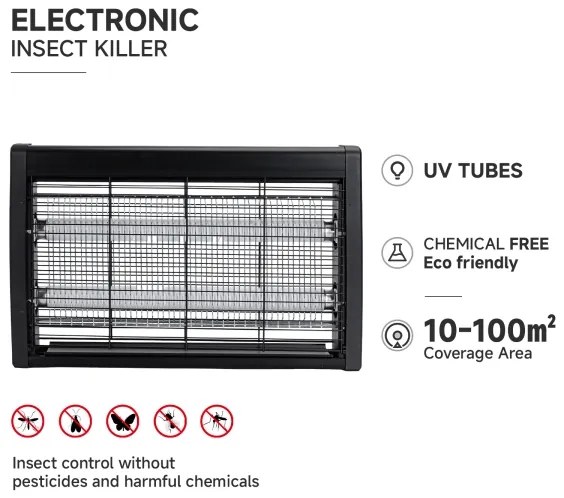 Brilagi - Capcană electrică pentru insecte 2xUV/18W/230V 100 m2 neagră