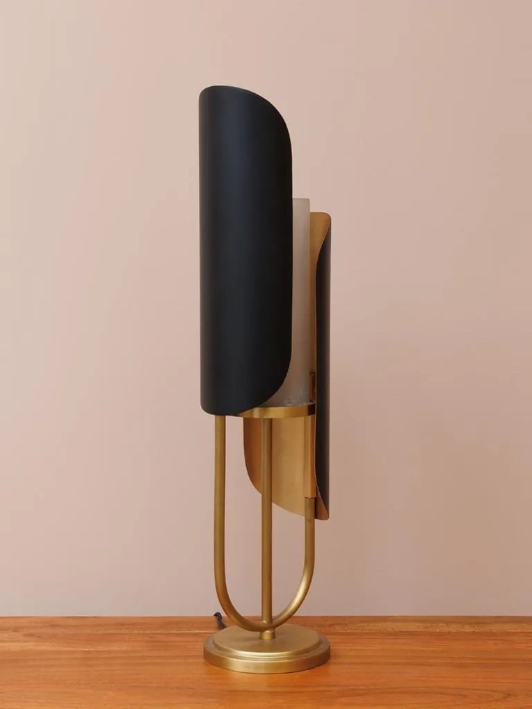Lampa de masa, din metal si sticla, Moderna