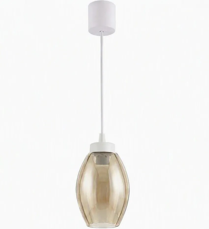 Brilagi - Lustra LED suspendată pe cablu R GLASS 1xE27/60W/230V Ø 17 cm alb/fumuriu bej