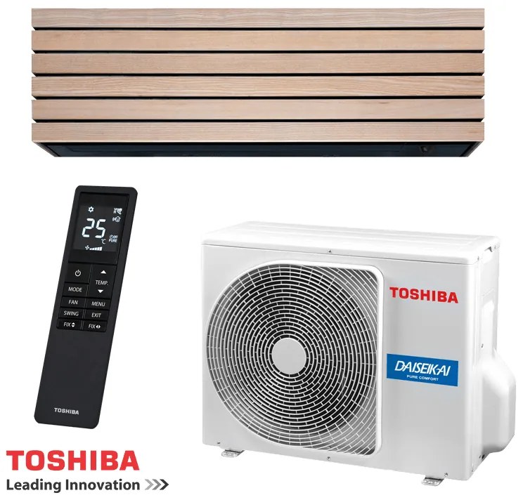 Aparat de aer conditionat inverter Toshiba Super Daiseikai 10 WOOD RAS-B10S4KVDG-E / RAS-10S4AVPG-E, 10 000BTU, 20 m², A+++/A+++, Maro