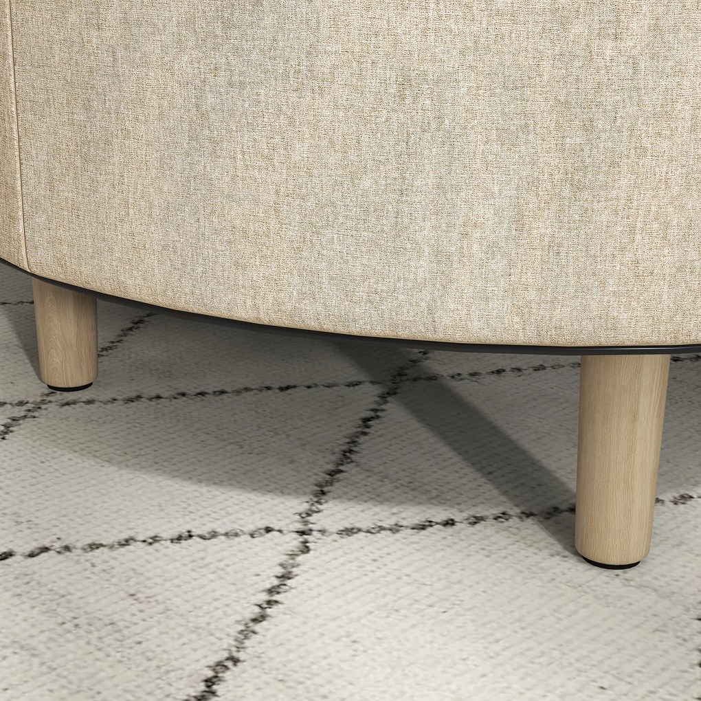HOMCOM Pouf rotund taburet de odihnă cu depozitare, capac reversibil, mobilier 3 în 1 picior din lemn bej | Aosom Romania