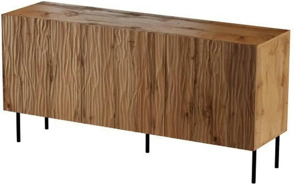 Comoda JUNGLE, stejar wotan/negru, PAL laminat, 152x42x75 cm
