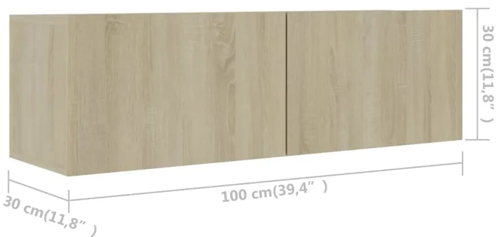 Comode TV, 4 buc., stejar sonoma, 100x30x30 cm, PAL 4, Stejar sonoma, 100 x 30 x 30 cm