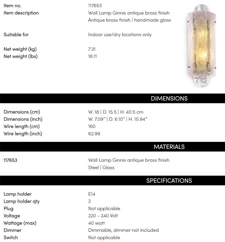 Aplica de perete design LUX Ginnis