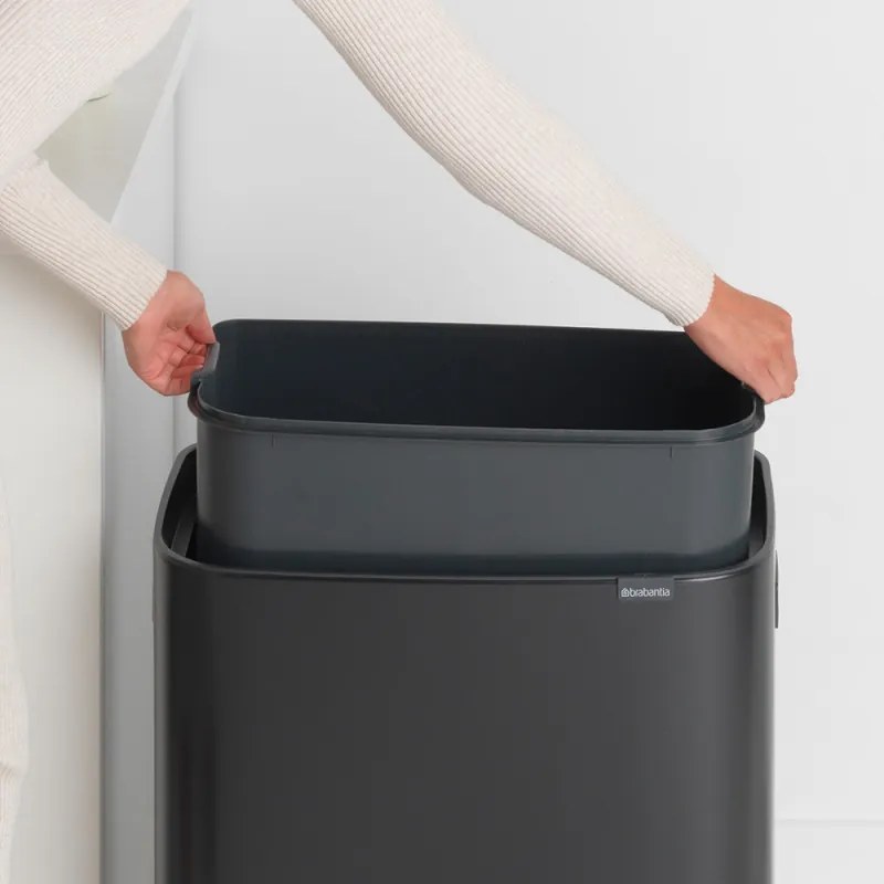 Cos de gunoi Brabantia Bo Touch 1001274, 60 L, Deschidere lina, silentioasa si larga, Rezistent la amprente, Negru mat