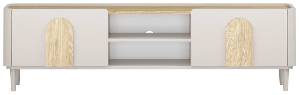 Comodă TV Amilio 170 cm cu sertar - cashmere / stejar uleiat / mânere stejar deschis