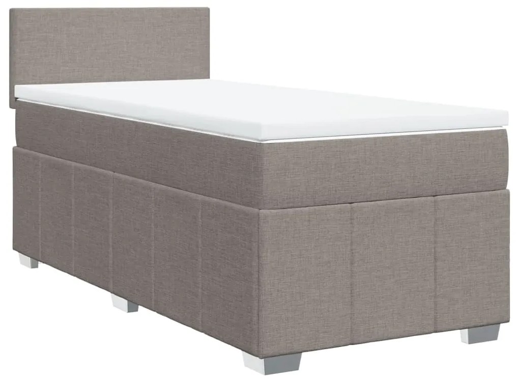 3286920 vidaXL Pat box spring cu saltea, gri taupe, 90x190 cm, textil